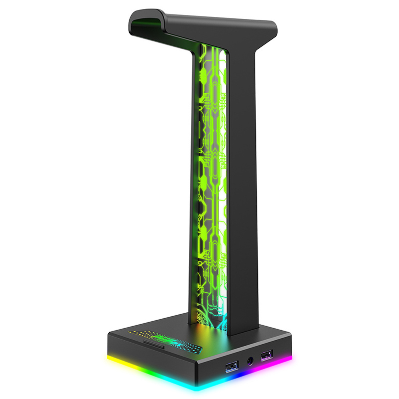 Pc Gaming Rgb - RGBゲーミングヘッドホンスタンド デュアルUSBポート 3.5mmオーディオポート 10種類の照明効果 デスクトップゲーミングヘッドセットホルダー ゲーマーPC用ハンガー