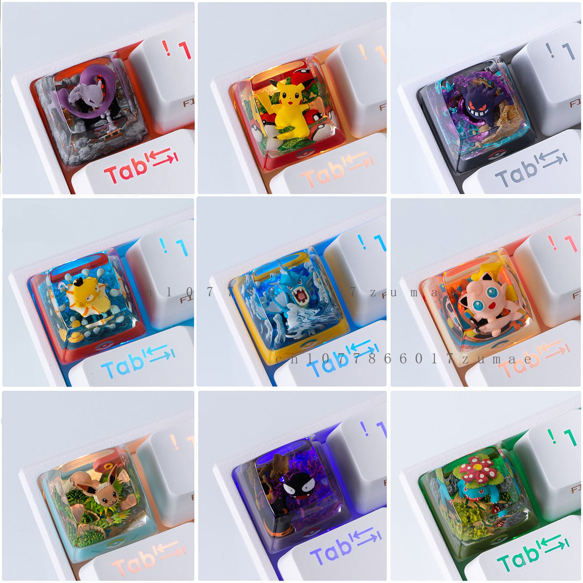 Custom Keycaps - ポケモンアニメキーキャップ Gengar ピカチュウ Clefairy ミュウツー DIY