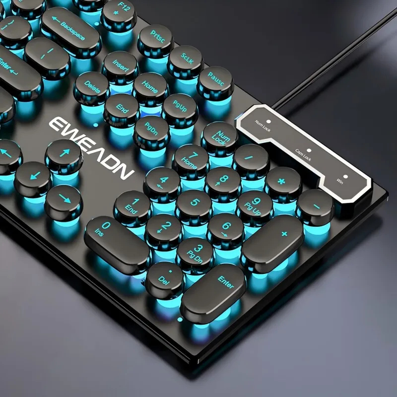 Pc Gaming Rgb - レトロパンクメカニカル風キーボードマウスセット有線ワイヤレスRGBバックライトゲーミングオフィスコンボPCラップトップ用