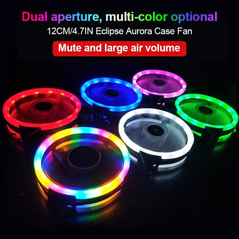 Argb Case Fan - 12 センチメートルオーロラ両面照明コンピュータケースファン LED カラーライトサイレントとクール RGB 冷却ファン