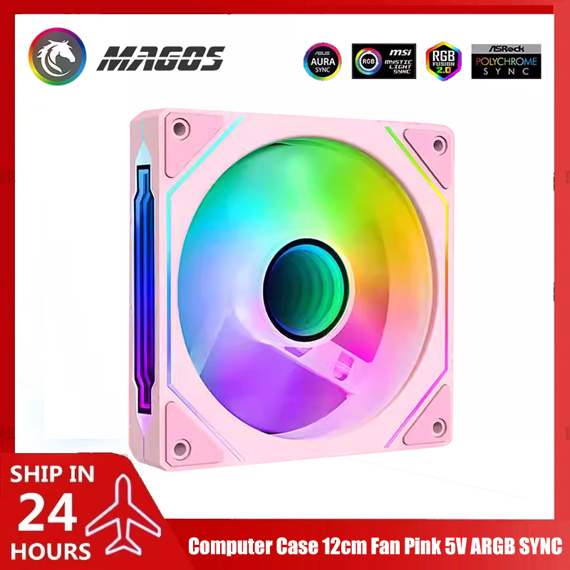 Argb Case Fan - コンピュータケースファン ピンク 5V ARGB SYNC、12cm ミュートサイレント