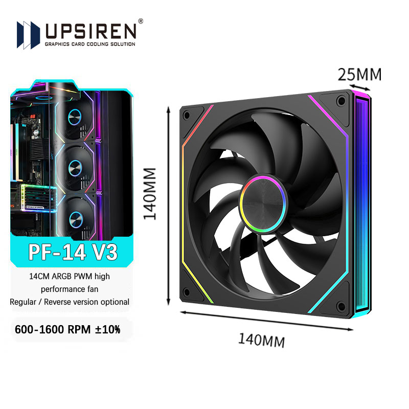Argb Case Fan - UPSIREN PF-14 V3 140mm シャーシファン マザーボード照明同期/ARGB+PWM