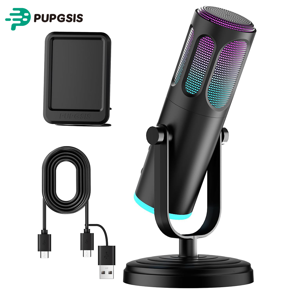 Pc Gaming Youtubers - PUPGSIS USB PC マイク、Mac&Windows でのストリーミング、ポッドキャスト、Twitch、YouTube、Discord 用のゲーミングマイク、コンデンサー録音マイク