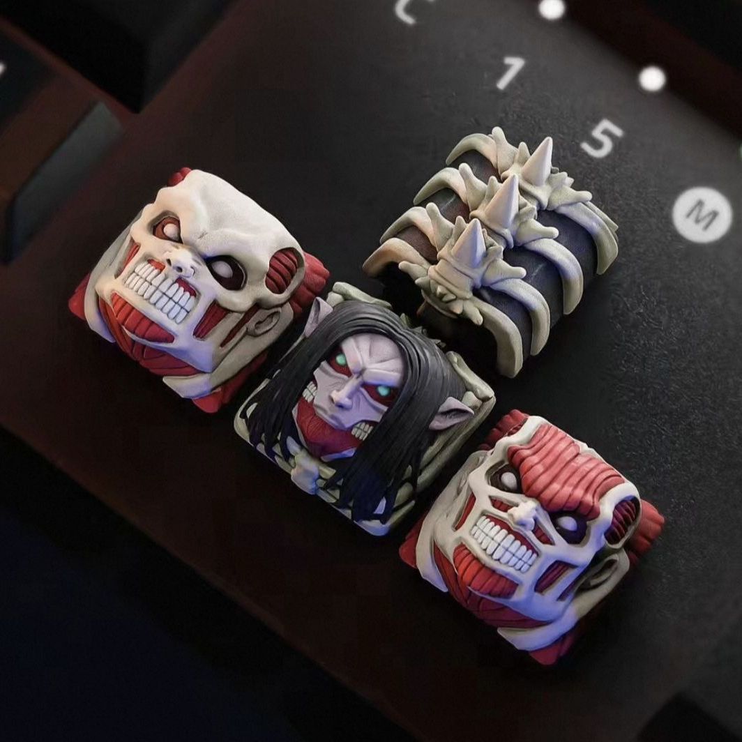 Custom Keycaps - 新しい進撃の巨人共同ブランドキーキャップセット漫画アラン 3D パーソナライズされたメカニカルキーボードクロス軸キーキャップ男の子のギフトおもちゃ