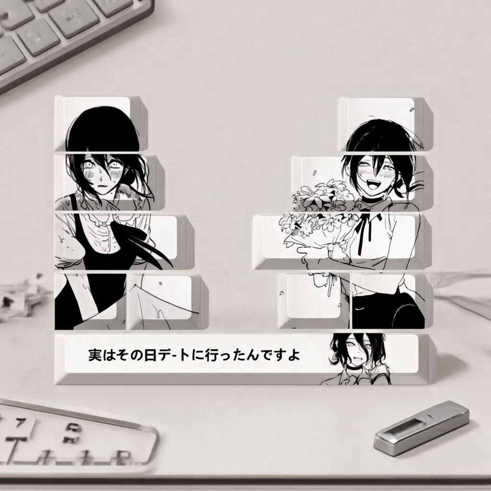 Custom Keycaps - 11個セット チェーンソーマン アニメキーキャップセット レゼキーキャップ オリジナル高さ PBT昇華カスタムキーキャップ