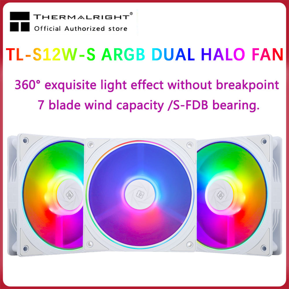 Argb Case Fan - ハローファン,TL-S12-S 120mm,5v,3ピン,argb,pcゲーマー用,360 °,透明なライト効果,コンピューターケース