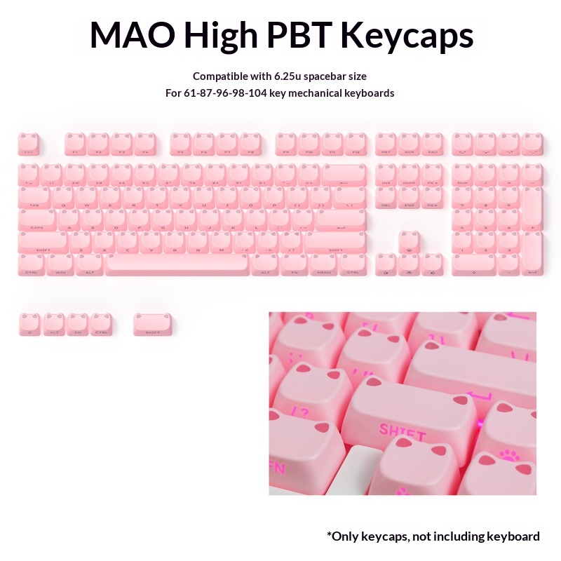 113キー MAO キュートな猫耳半透明キーキャップ PBT - Custom Keycaps のレビューと価格