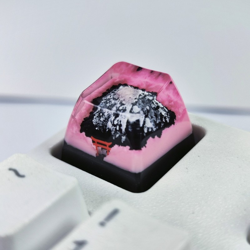 メカニカルキーボード用カスタムレジンキーキャップ 雪山桜柄  - Custom Keycaps のレビューと価格