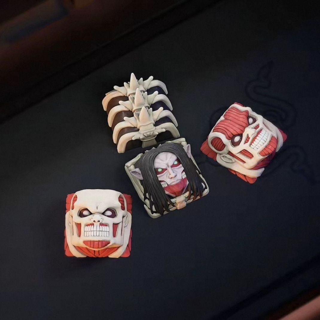 新しい進撃の巨人共同ブランドキーキャップセット漫画アラン 3 - Custom Keycaps のレビューと価格